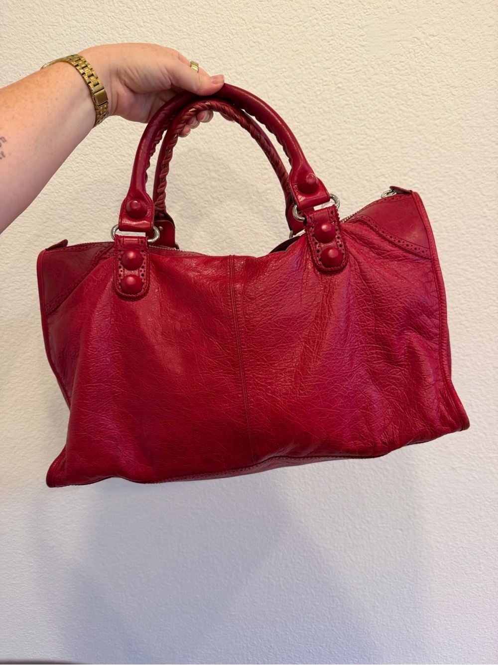 Balenciaga Citybag Giant Brogues Work Crimson red Vintage Y2K - Picture 3 of 13